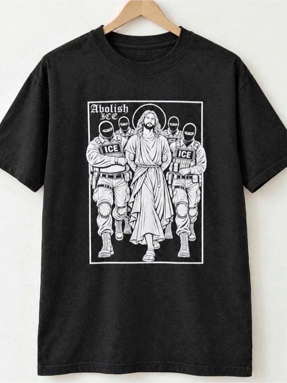 Abolish , Jesus Graphic Short Sleeve Tee in Black Like New